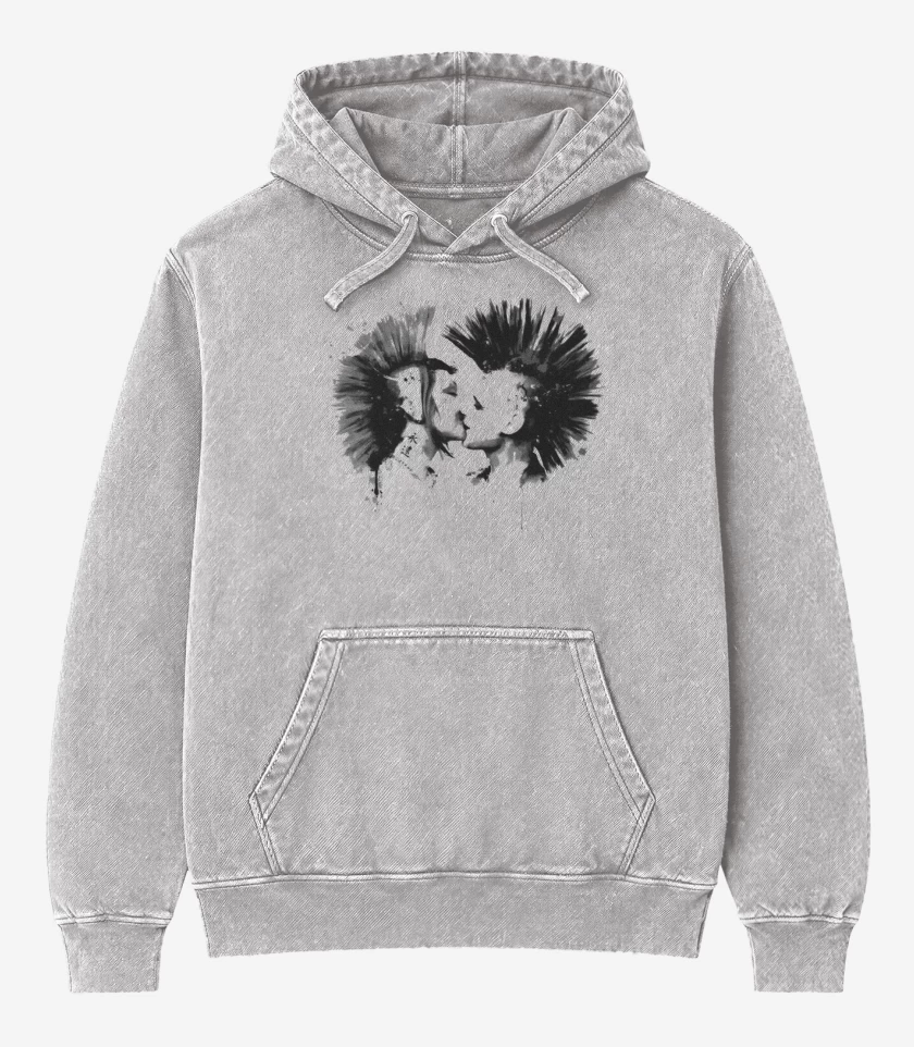 Poleron Canguro Acid Wash Gris Melange de Punk Love 