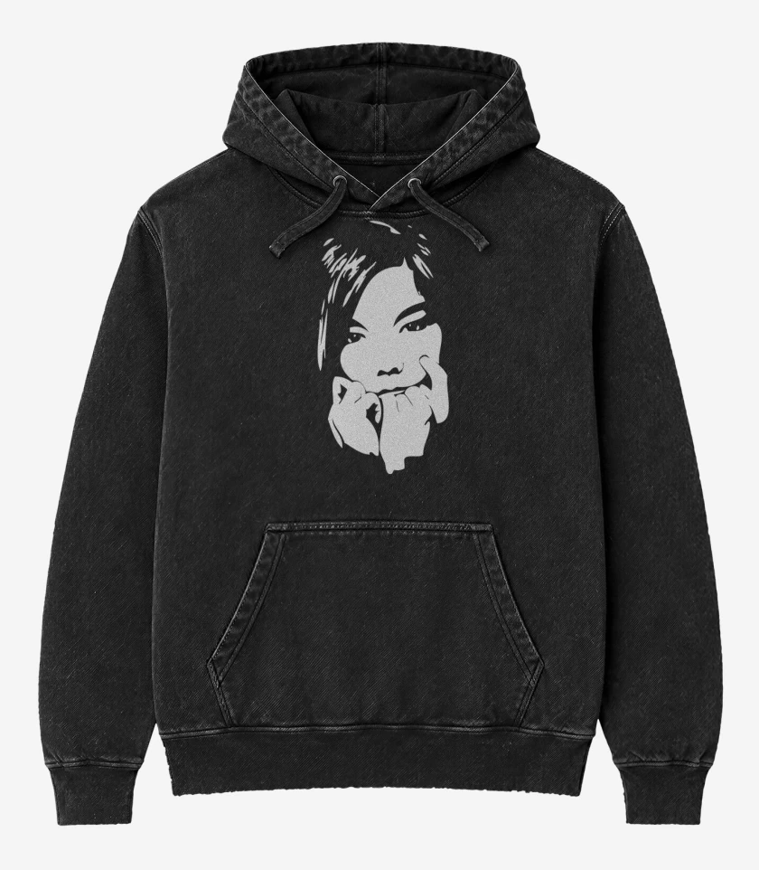 Poleron Canguro Acid Wash Negro de BJORK 