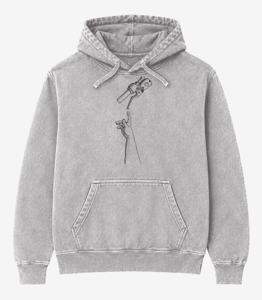 Poleron Canguro Acid Wash Gris Melange de Creacion de Adán Cleta 