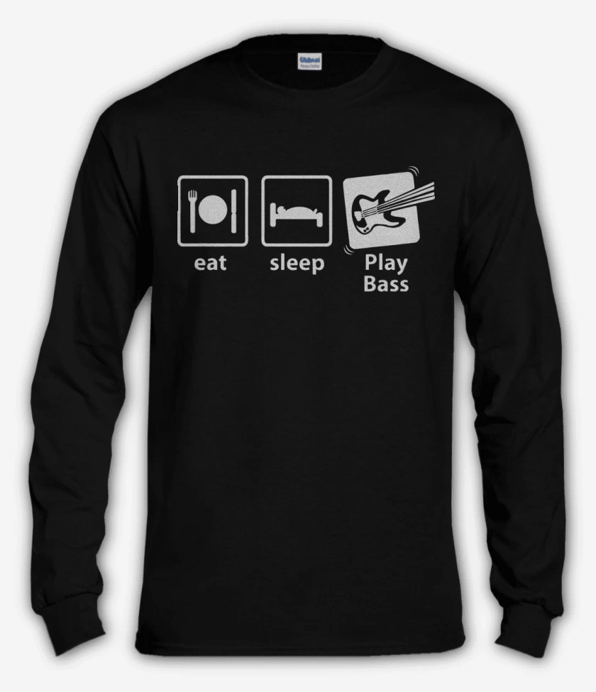 Polera manga larga Negro de Eat Sleep Play Bass