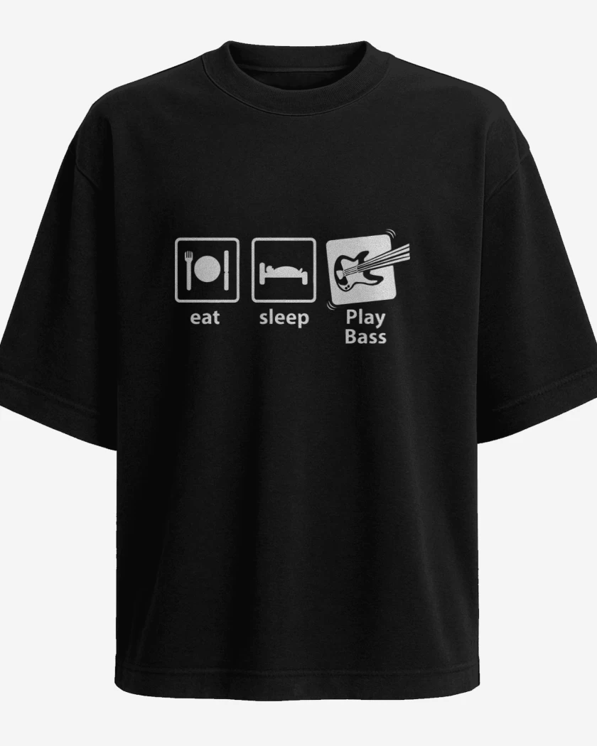 Polera Oversize Negro de Eat Sleep Play Bass