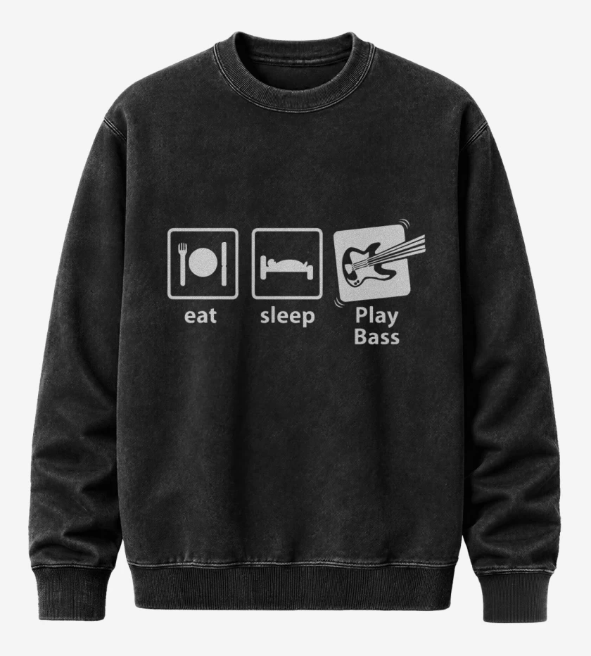 Poleron Polo Acid Wash Eat Sleep Play Bass