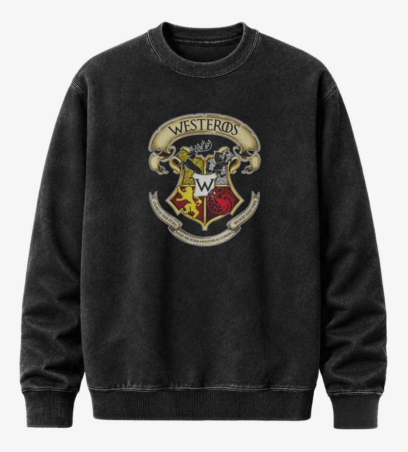 Poleron Polo Acid Wash Negro de Westeros