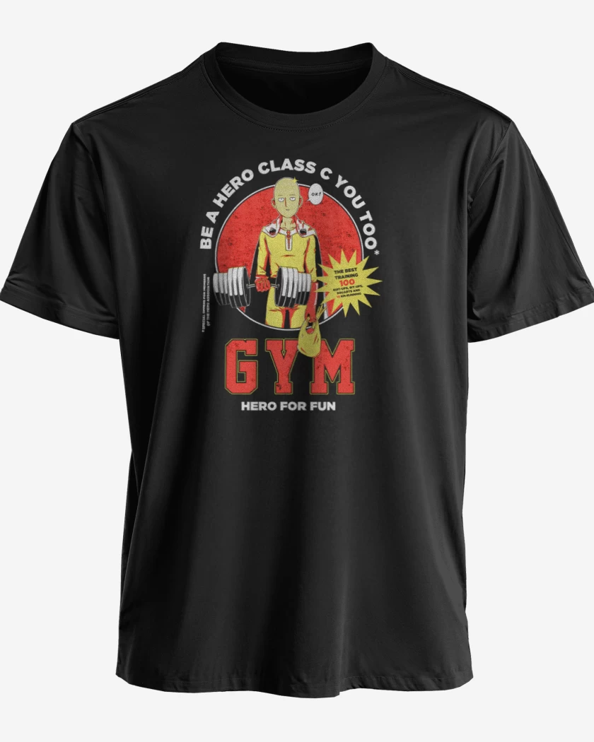 Polera premium Negro de Saitama hero gym