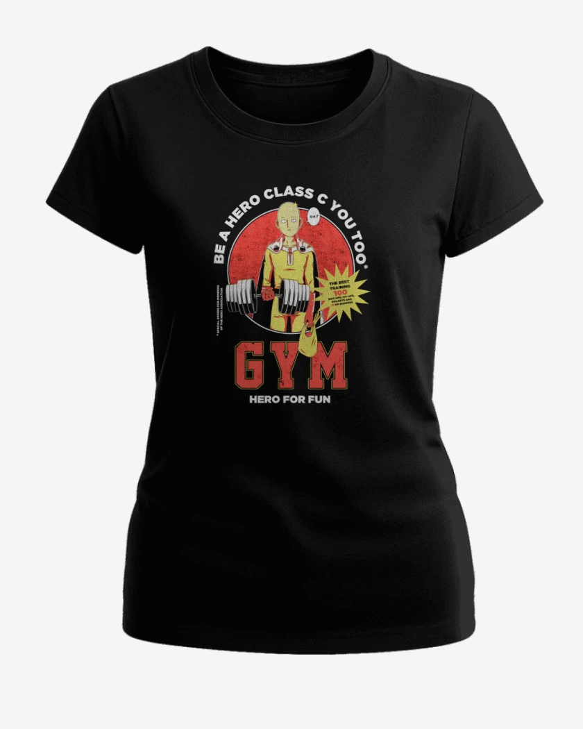 Polera de Mujer Negro de Saitama hero gym