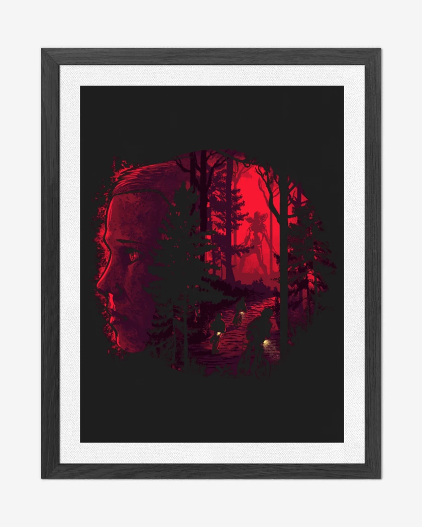 Cuadro decorativo Negro de Stranger things bosque