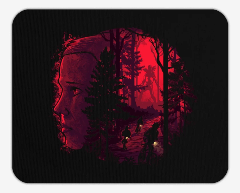 Mousepad Negro de Stranger things bosque