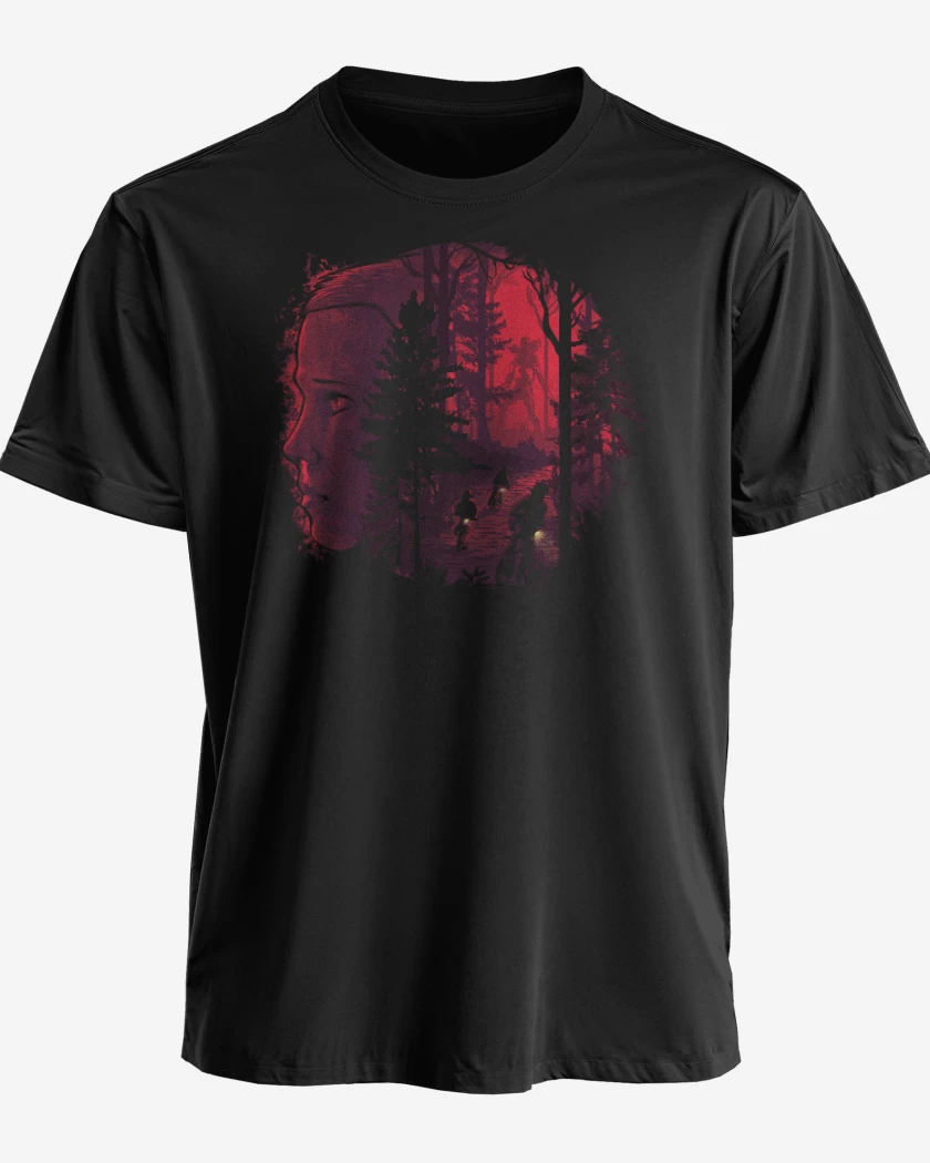 Polera premium Negro de Stranger things bosque