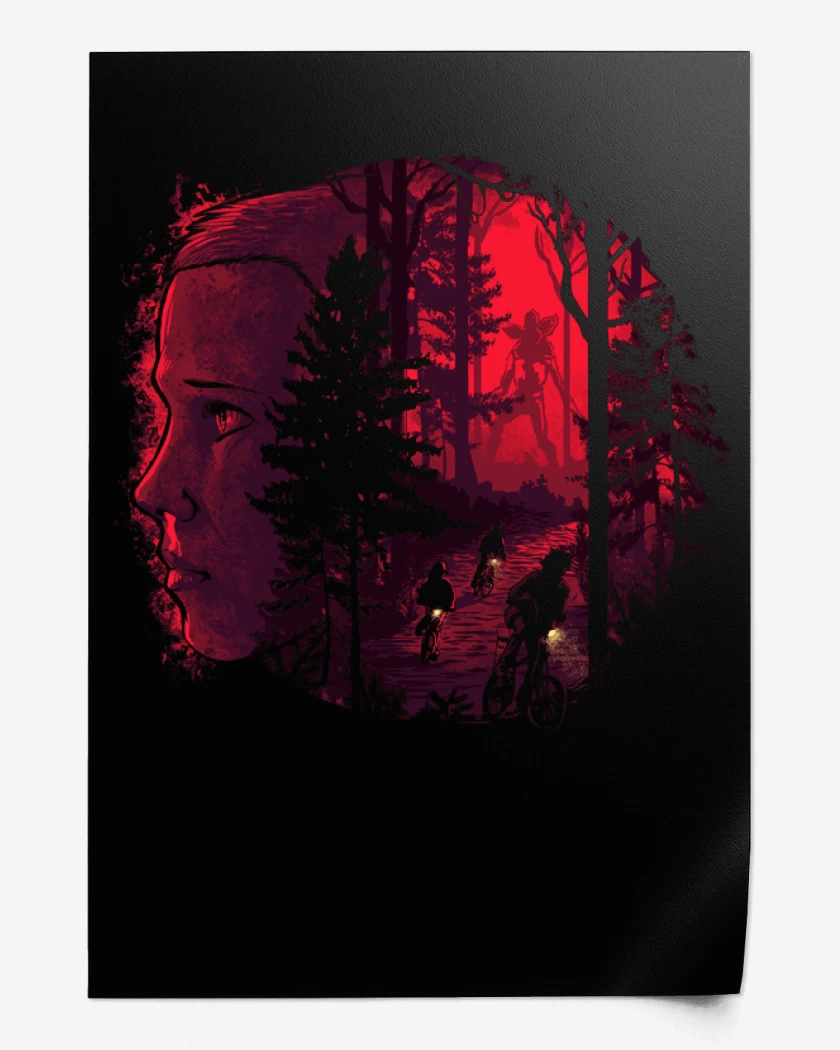 Print Negro de Stranger things bosque