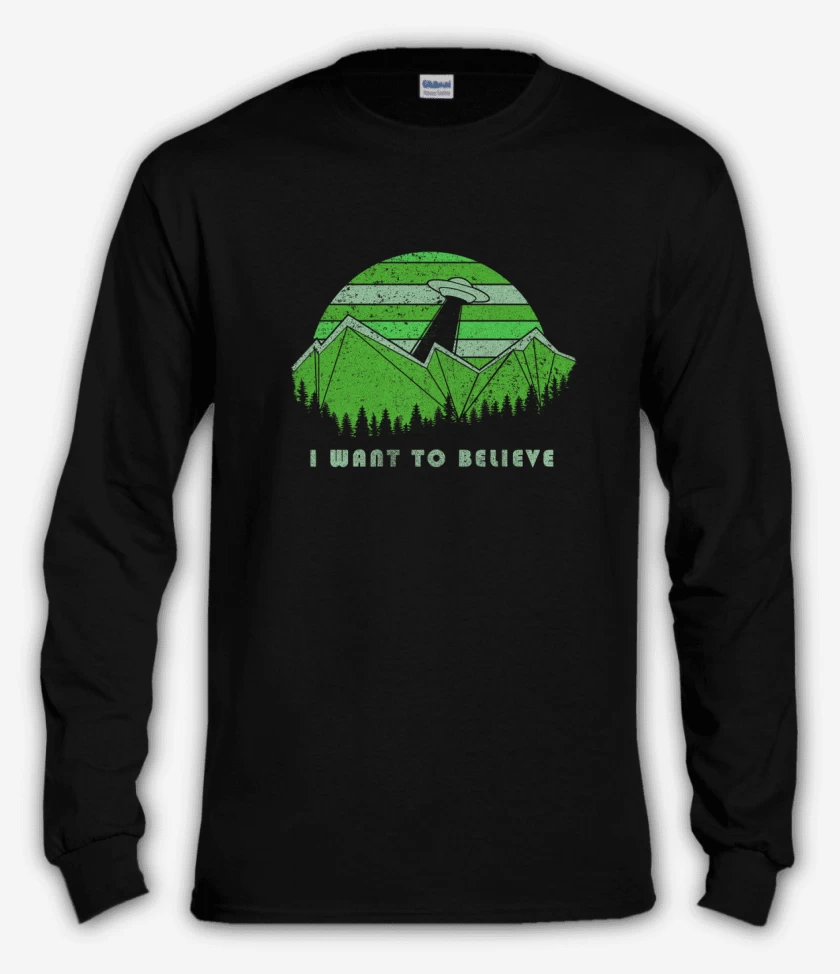 Polera manga larga Negro de I want to believe 