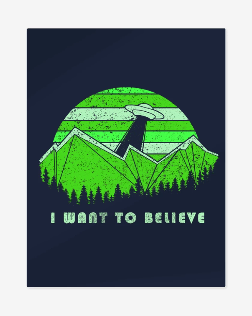 Print metalico Azul Marino de I want to believe 