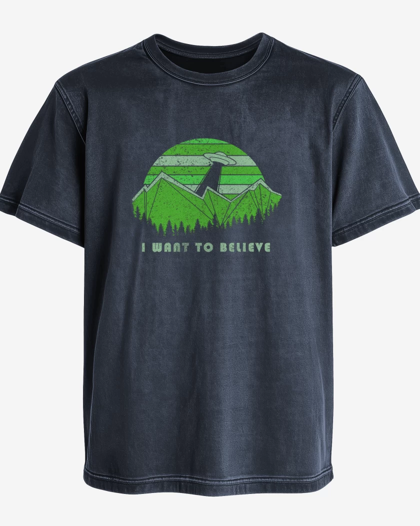 Polera desgastada Azul Marino de I want to believe 