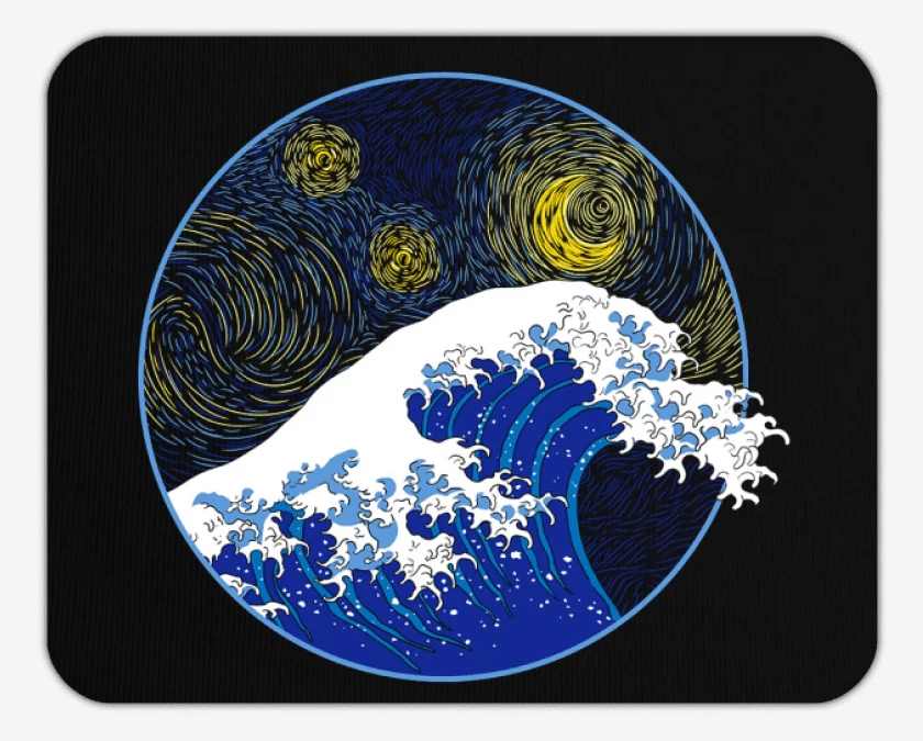 Mousepad La gran ola starry night