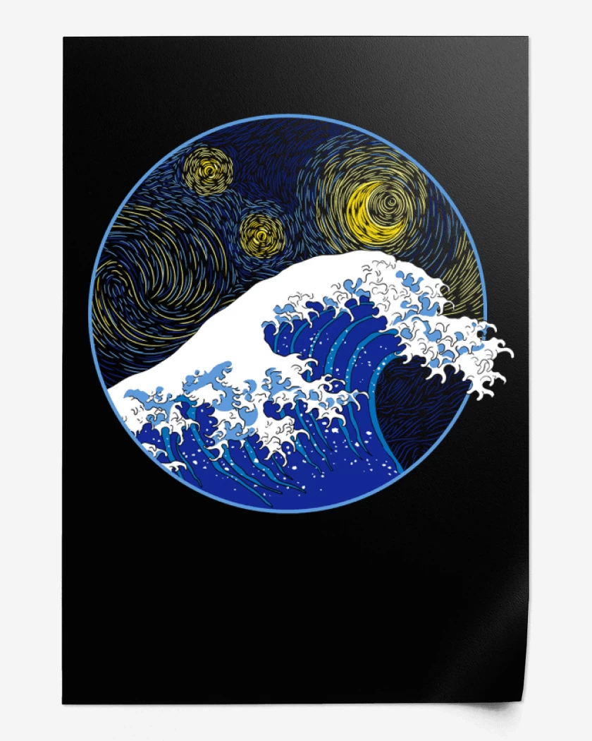 Print La gran ola starry night
