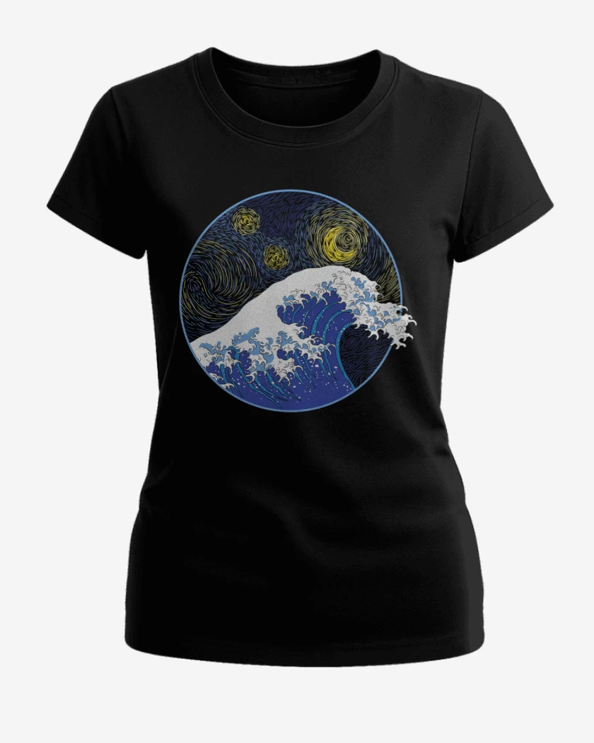 Polera de Mujer Negro de La gran ola starry night