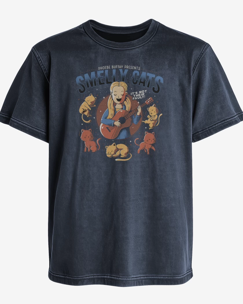 Polera desgastada Azul Marino de Phoebe smelly cat