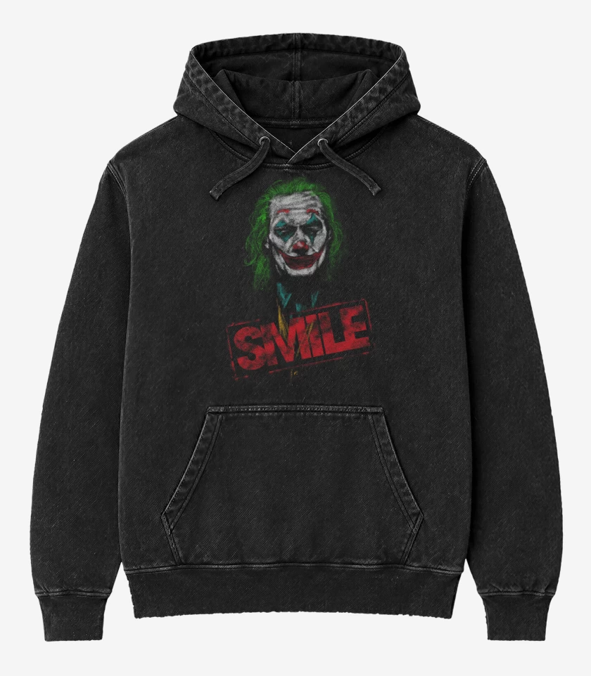 Poleron Canguro Acid Wash Negro de Smile