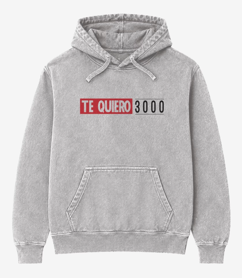 Poleron Canguro Acid Wash Gris Melange de Te quiero 3000