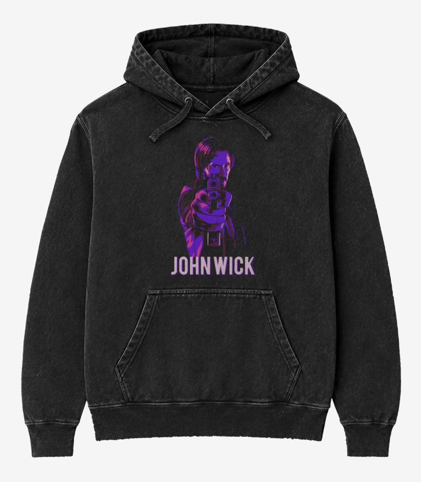 Poleron Canguro Acid Wash Negro de John Wick