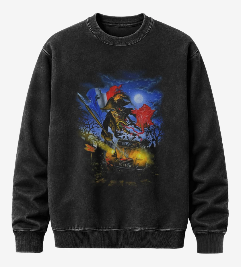 Poleron Polo Acid Wash Negro de Iron Maiden