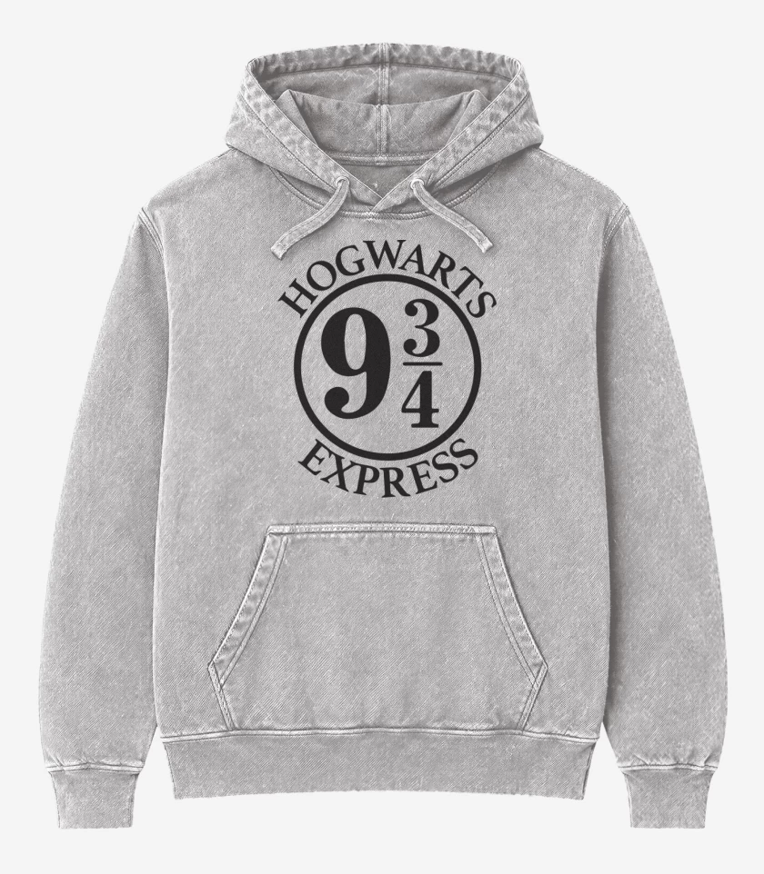 Poleron Canguro Acid Wash Gris Melange de Hogwarts Express