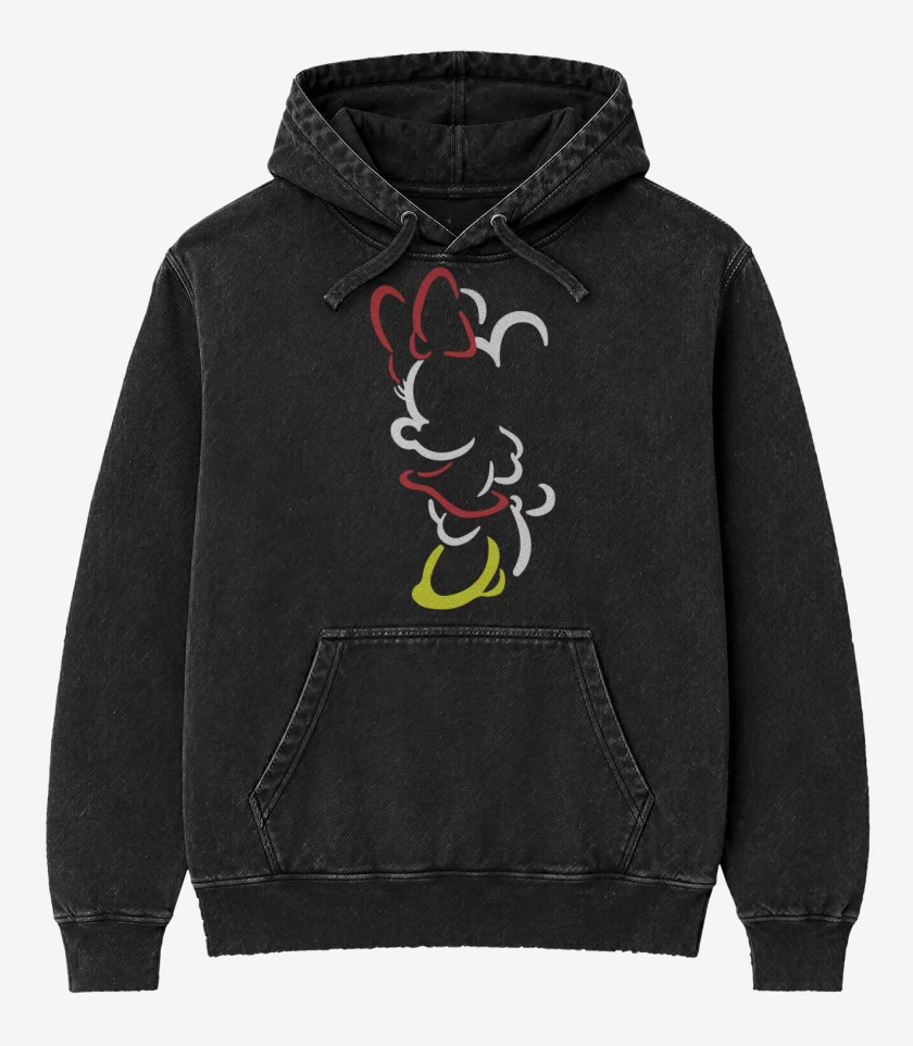 Poleron Canguro Acid Wash Negro de Mickey y Minnie