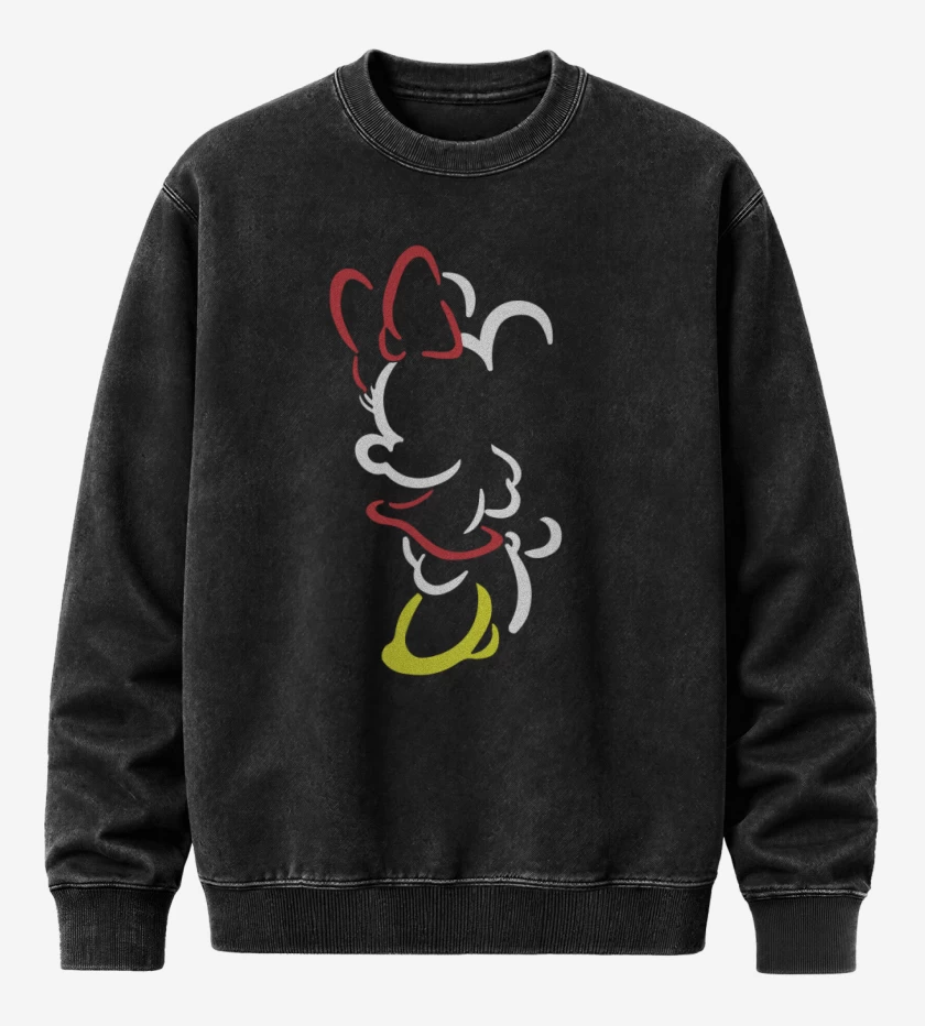 Poleron Polo Acid Wash Negro de Mickey y Minnie