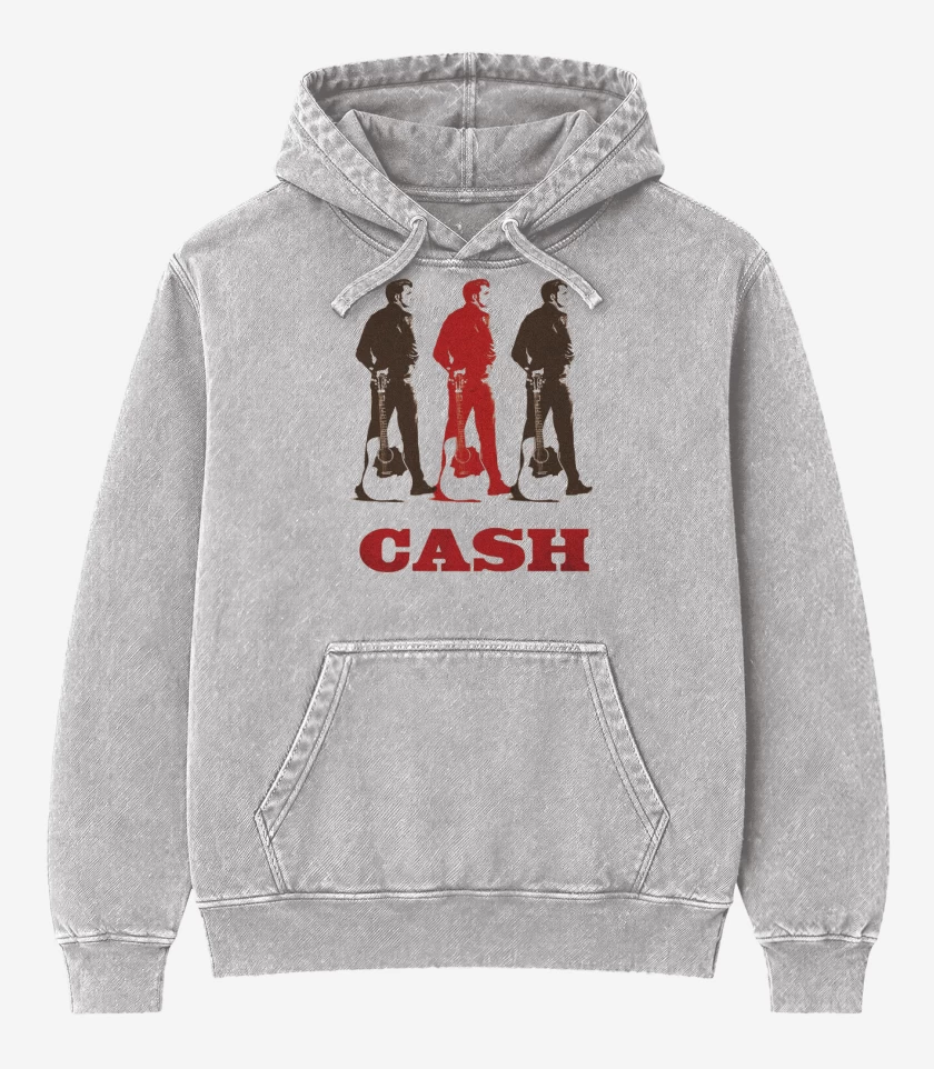 Poleron Canguro Acid Wash Gris Melange de Johny Cash 5