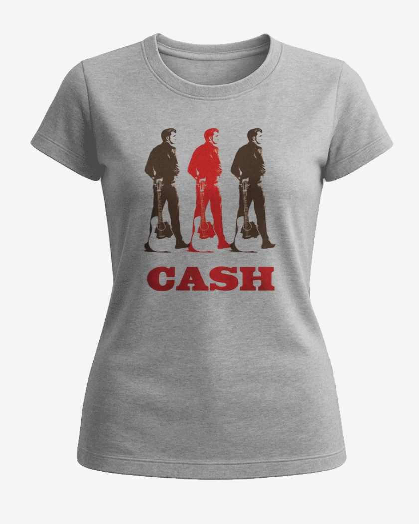 Polera de Mujer Gris Melange de Johny Cash 5