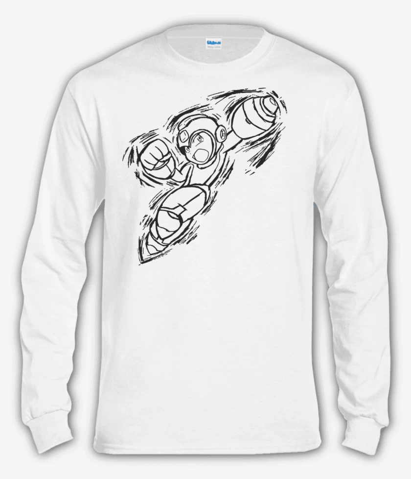 Polera manga larga Blanco de Megaman - Buster