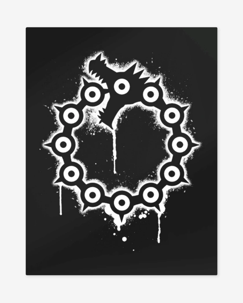 Print metalico Negro de Dragon de la ira
