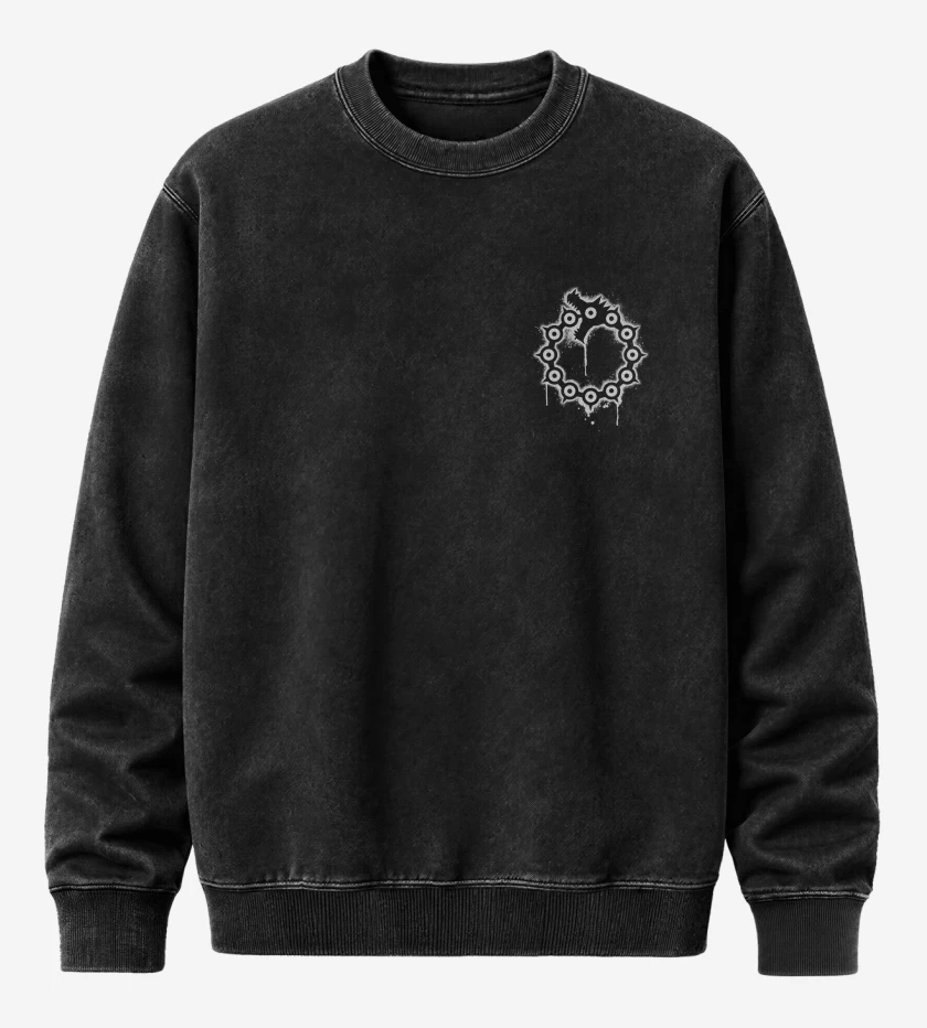 Poleron Polo Acid Wash Negro de Dragon de la ira