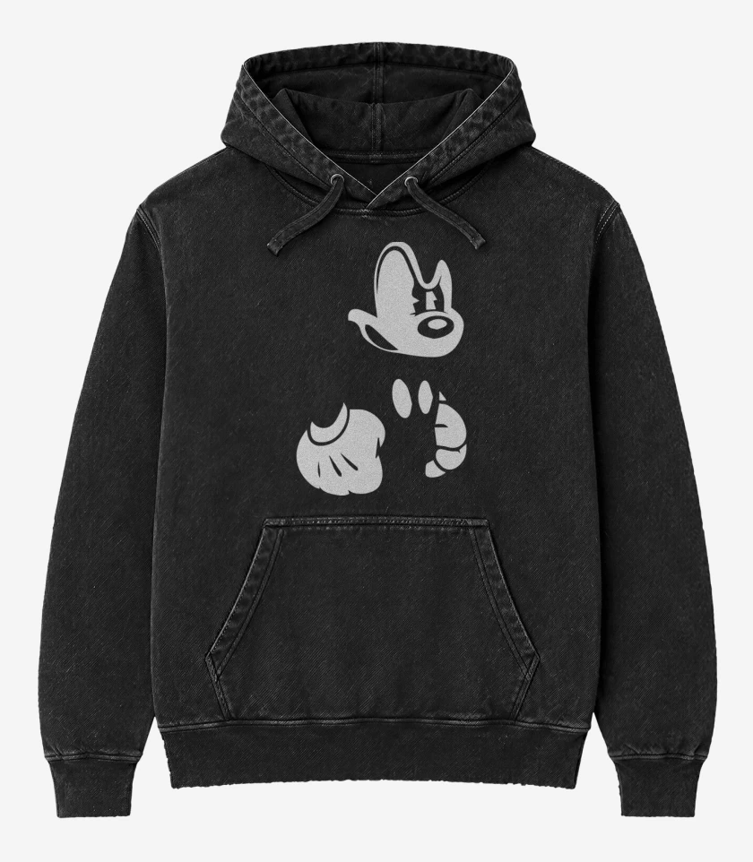 Poleron Canguro Acid Wash Negro de El mickey 2