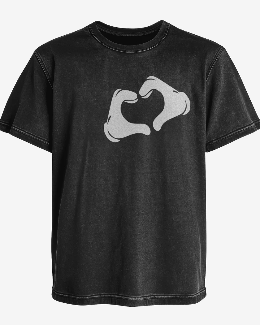 Polera desgastada Negro de Corazon