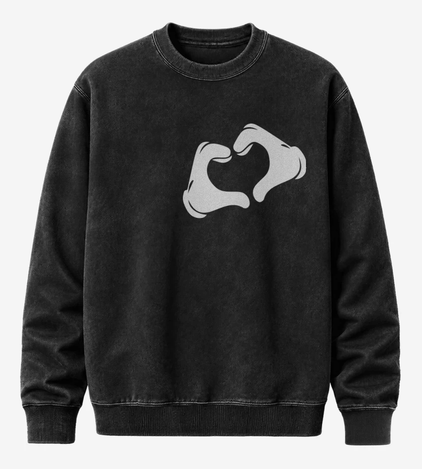 Poleron Polo Acid Wash Negro de Corazon