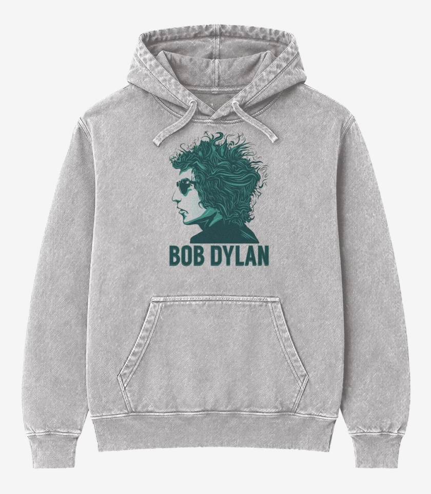 Poleron Canguro Acid Wash Gris Melange de Bob Dylan