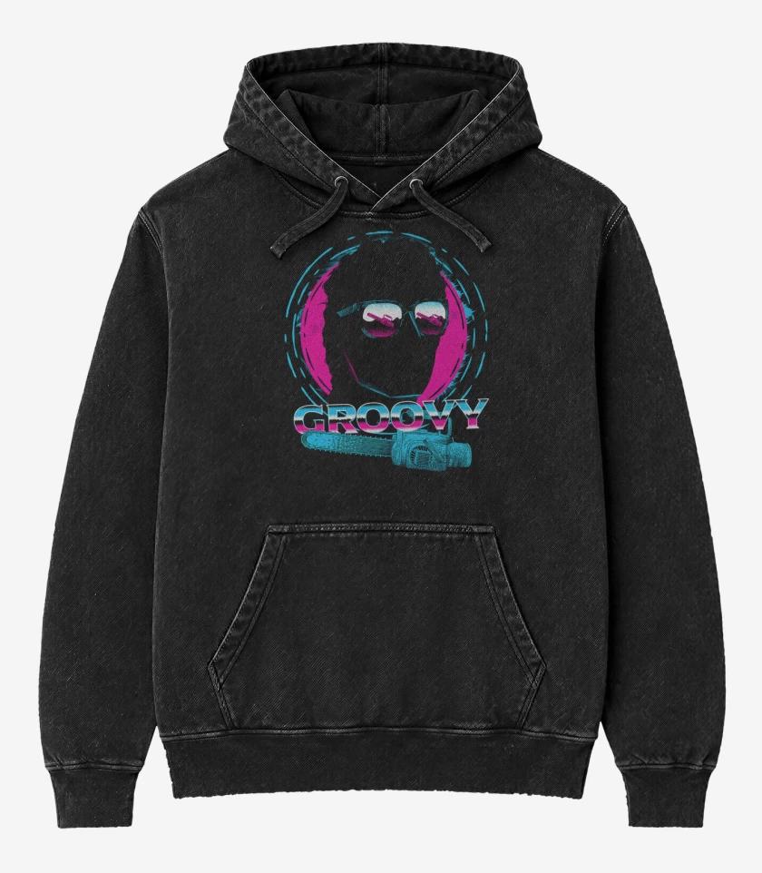 Poleron Canguro Acid Wash Negro de Groovy