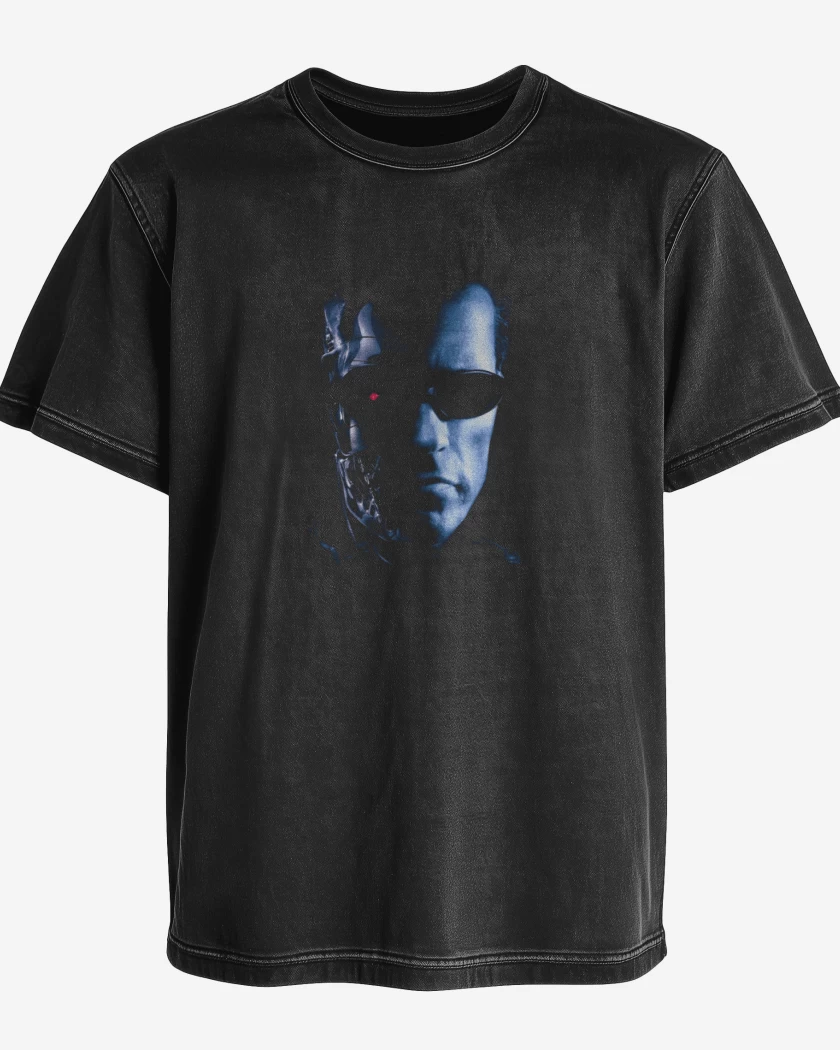 Polera desgastada Negro de Arnold terminator