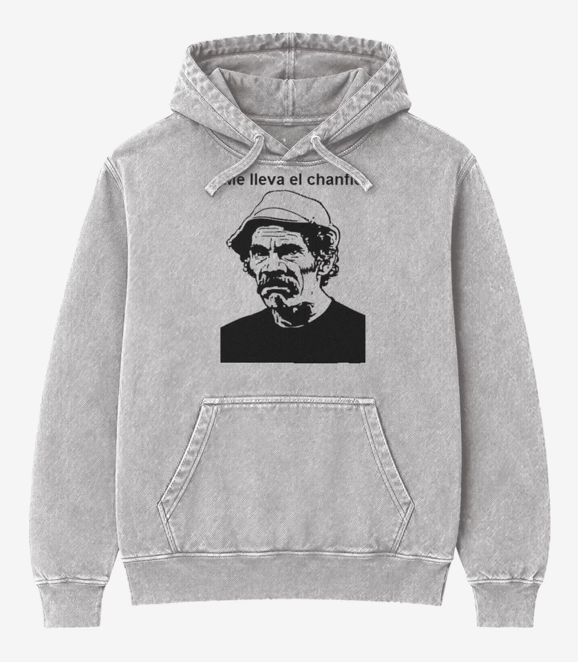 Poleron Canguro Acid Wash Gris Melange de Me lleva el chanfle
