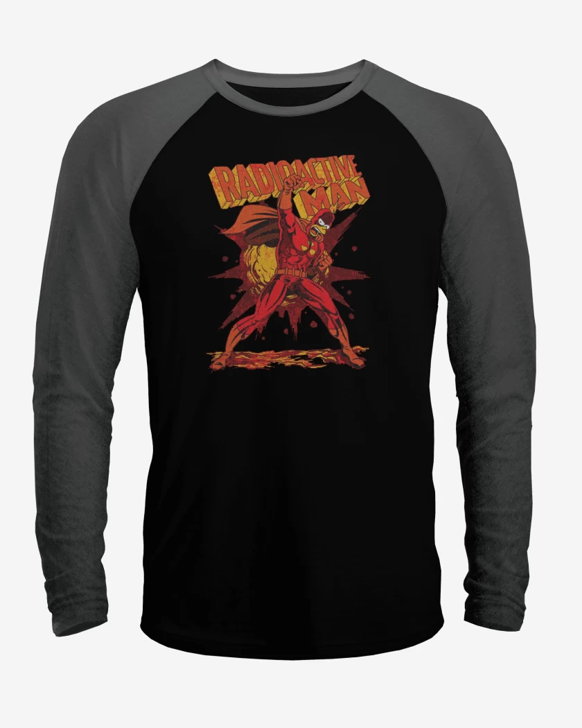 Polera Raglan Negro / Negro Heather de Hombre radioactivo
