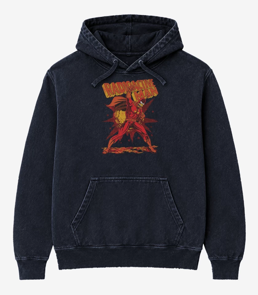 Poleron Canguro Acid Wash Azul Marino de Hombre radioactivo