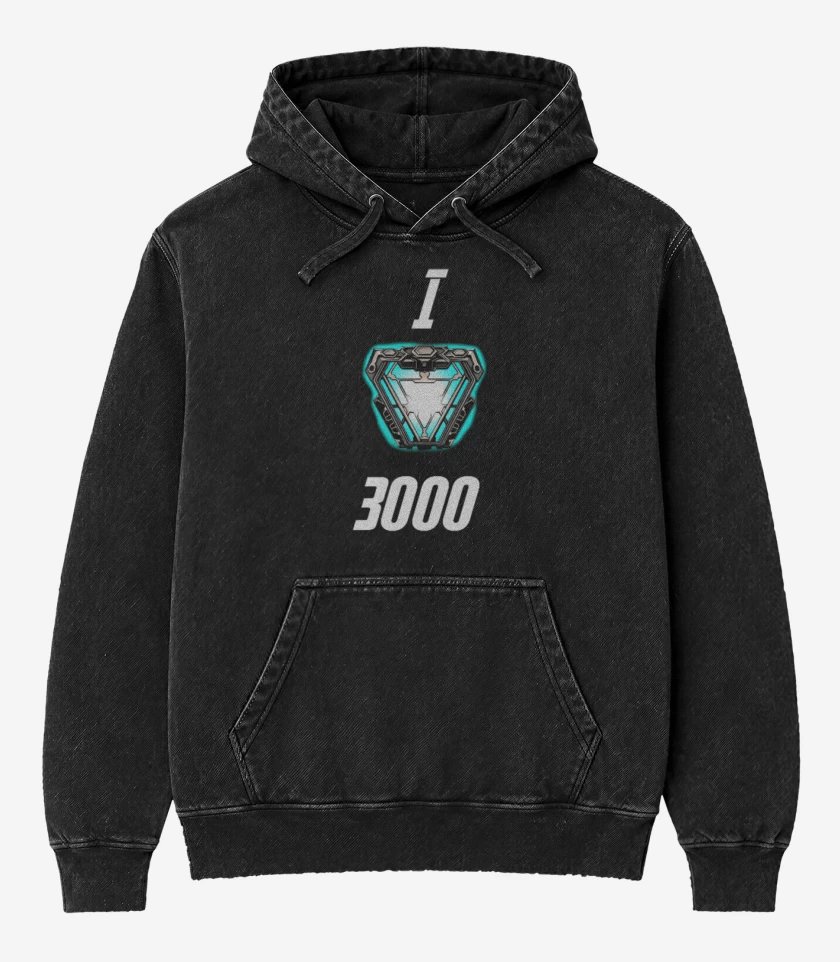 Poleron Canguro Acid Wash Negro de Te amo 3000 reactor