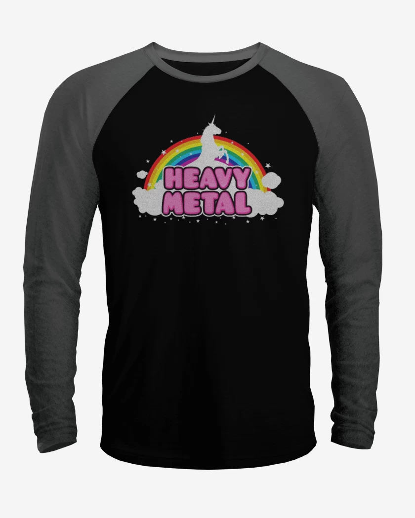 Polera Raglan Negro / Negro Heather de Heavy metal