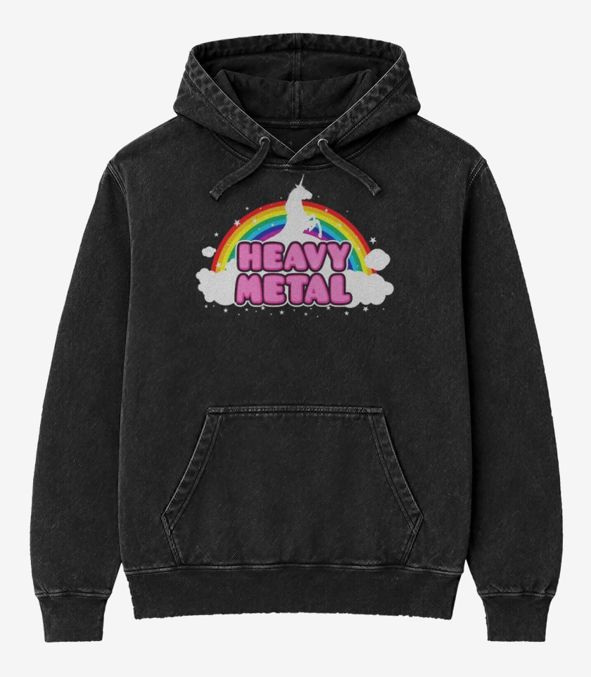 Poleron Canguro Acid Wash Negro de Heavy metal