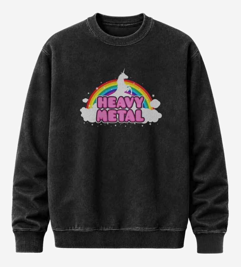 Poleron Polo Acid Wash Negro de Heavy metal