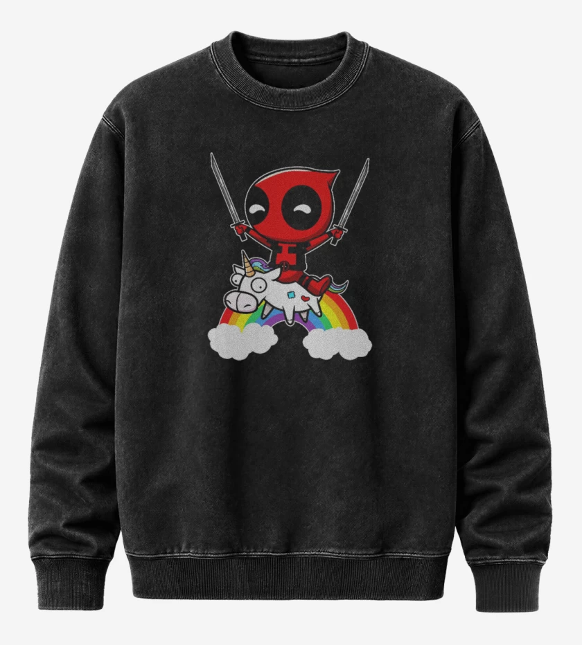 Poleron Polo Acid Wash Negro de Pozo de la muerte (a color)