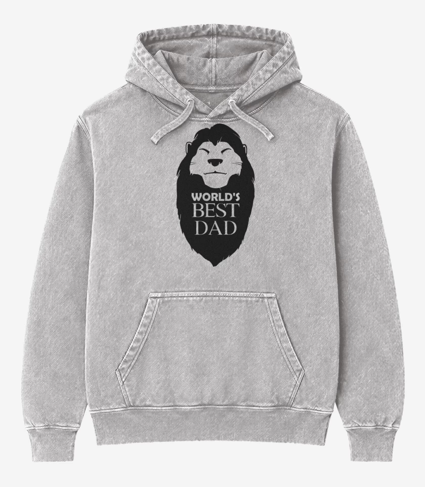 Poleron Canguro Acid Wash Gris Melange de Worlds best dad