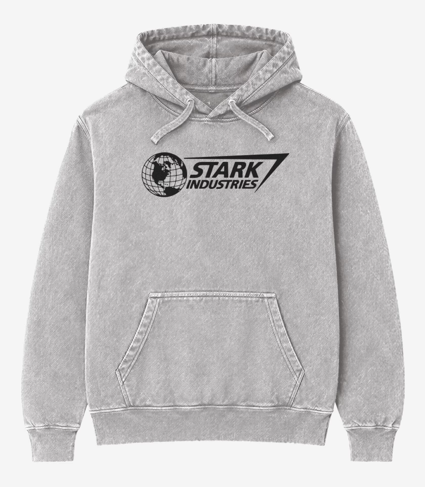 Poleron Canguro Acid Wash Gris Melange de Stark industries