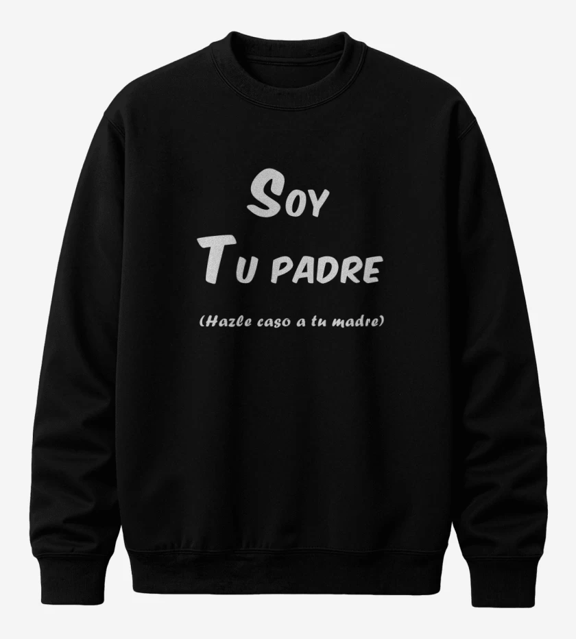 Poleron polo Negro de Soy tu padre hazle caso