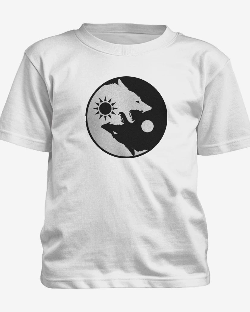 Polera de niño Blanco de Ying yang wolf